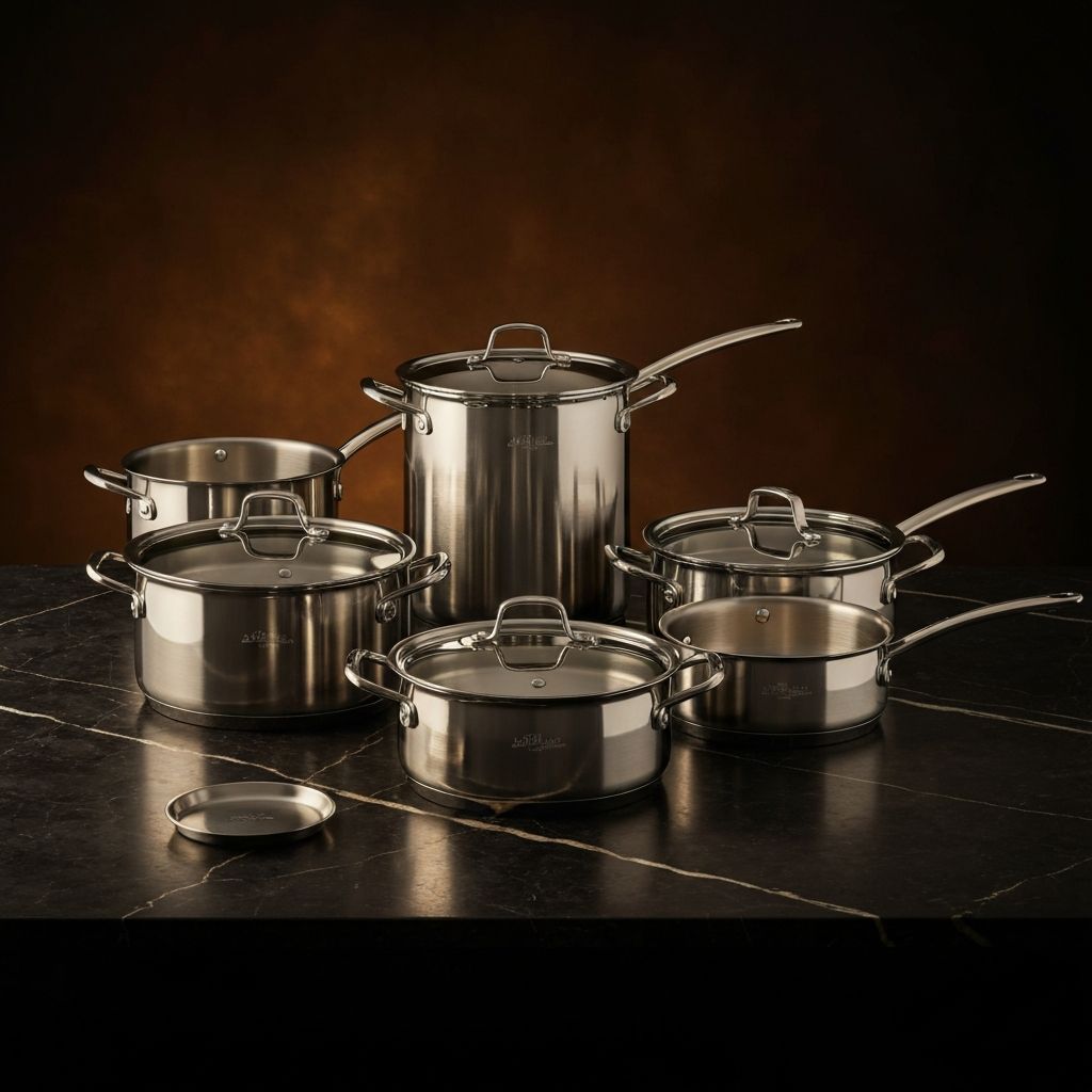 Premium Williams Sonoma cookware set on dark marble surface